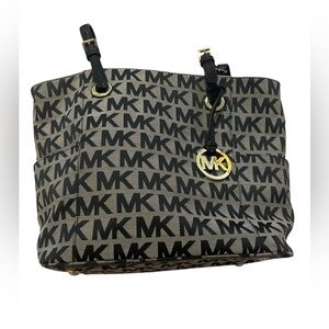 Michael Kors Black and Tan Logo Tote